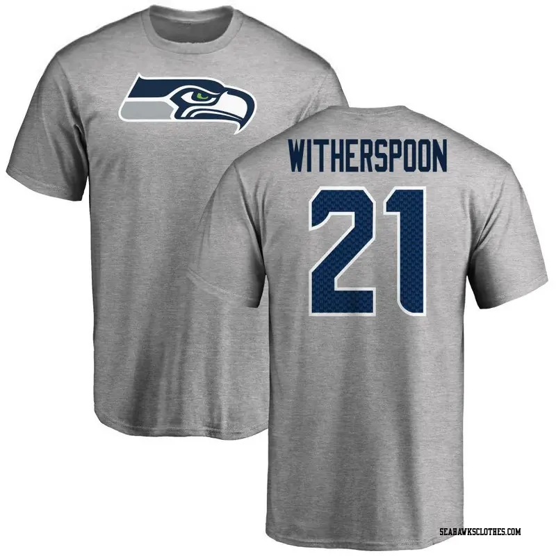 Men's Seattle Seahawks ＃21 Devon Witherspoon Ash Name & Number Logo T-Shirt