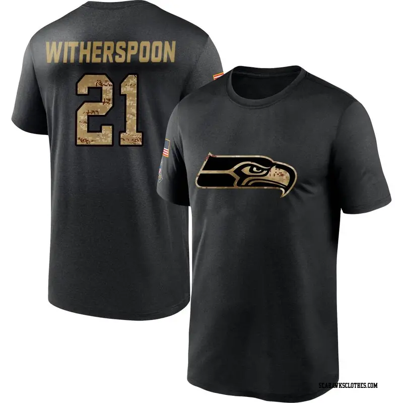 Men's Seattle Seahawks ＃21 Devon Witherspoon Black 2020 Salute To Service Performance T-Shirt