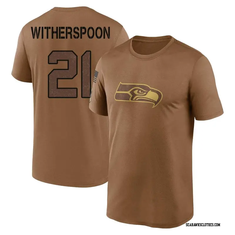 Men's Seattle Seahawks ＃21 Devon Witherspoon Brown 2023 Salute To Service Performance T-Shirt