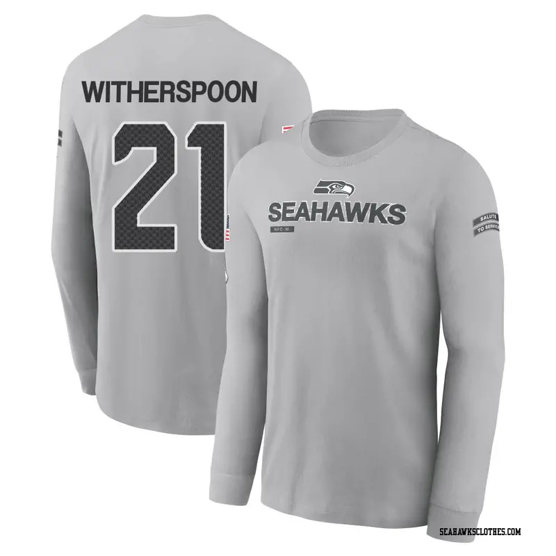 Men's Seattle Seahawks ＃21 Devon Witherspoon Gray 2024 Salute to Service Long Sleeve T-Shirt