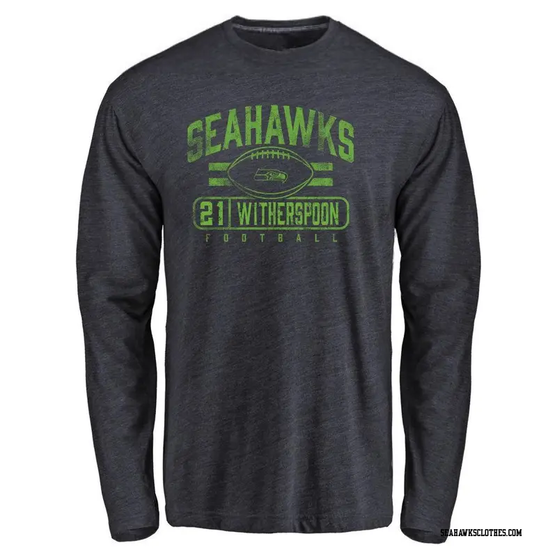 Men's Seattle Seahawks ＃21 Devon Witherspoon Navy Flanker Long Sleeve T-Shirt