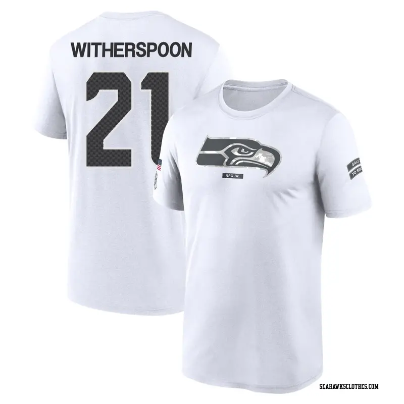 Men's Seattle Seahawks ＃21 Devon Witherspoon White 2024 Salute to Service Performance T-Shirt